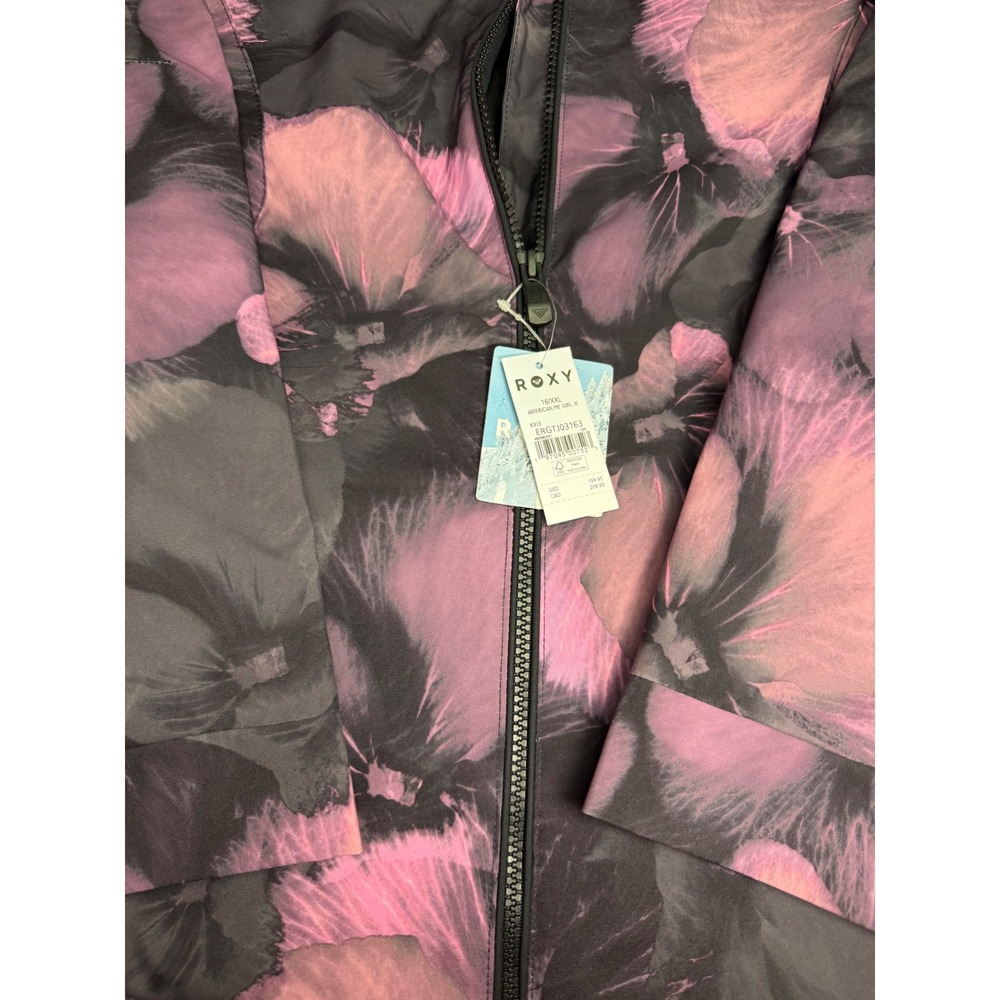 Roxy Girl American Pie Ski Jacket 10K DryFlight Purple Floral ERGTJ03163 Size 16 - Picture 2 of 14